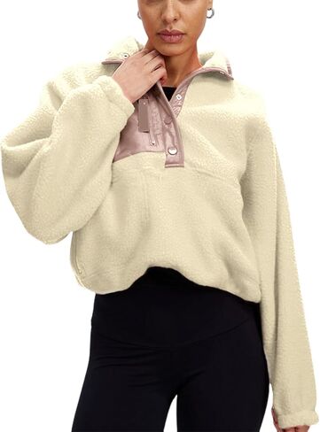 Ladmous Women's ColorBlock Fleece Jackets With Pockets Pullover in Saudi Arabia