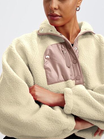 Ladmous Women's ColorBlock Fleece Jackets With Pockets Pullover in Saudi Arabia