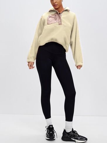 Ladmous Women's ColorBlock Fleece Jackets With Pockets Pullover in Saudi Arabia