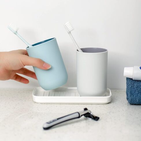 Nucookery 7" Ceramic Dish Soap Dispenser for Kitchen Sink Tray, Sponge Holder Non Slip White Vanity Tray for Bathroom in Kuwait