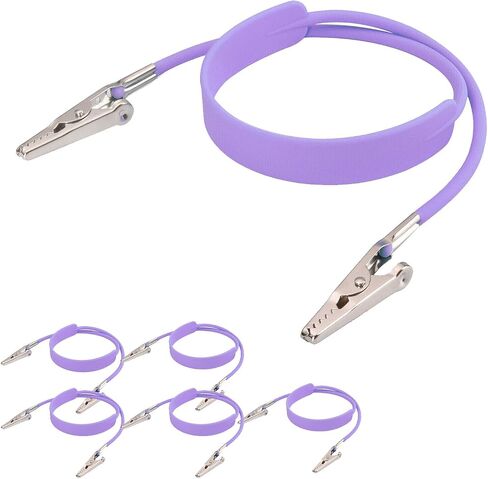 6Pcs Autoclavable Dental Flexible Medical Grade Silicone Bib/Bibs Holders Clips, Napkin Clips, with Stainless Steel Alligator/Extra Wide Neck Band(1,Purple) in Saudi Arabia