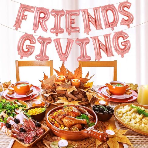 Friendsgiving Party Decorations,16 inch Friendsgiving Balloons Banner Decorations,Tall Thanksgiving Balloons Banner Thanksgiving Friends Party Backdrop (Gold) in Kuwait