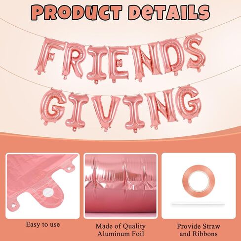 Friendsgiving Party Decorations,16 inch Friendsgiving Balloons Banner Decorations,Tall Thanksgiving Balloons Banner Thanksgiving Friends Party Backdrop (Gold) in Kuwait