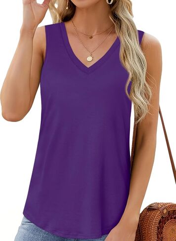 Womens Tops Summer Casual V Neck Tank Top Sleeveless Cotton Shirts in Saudi Arabia