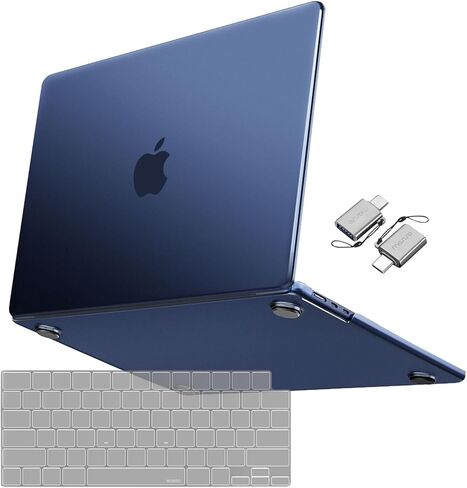 MOSISO Compatible with MacBook Air 15 inch Case 2023 2024 Release M3 A3114 M2 A2941, Ultra-Thin Natural Original Color Plastic Hard Shell Case & Keyboard Cover & Type C Adapter 2 Pack, Midnight Blue in Kuwait