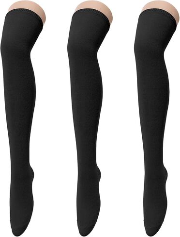 Century Star 3 Pairs Thigh High Socks for Women Over the Knee High Socks Triple Stripe Long Stockings Thigh Highs Leg Warmer in Saudi Arabia