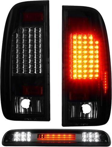 For 1999-2007 Ford F250 F350 F450 F550 LED Tail Light + 3rd Brake Cargo Lamp, Factory Incandescent Models, Clear Lens Taillights w/High Mount Stop Light (3 Pack) in Saudi Arabia