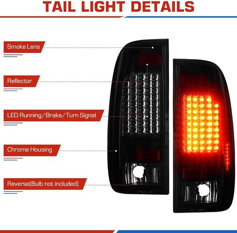 For 1999-2007 Ford F250 F350 F450 F550 LED Tail Light + 3rd Brake Cargo Lamp, Factory Incandescent Models, Clear Lens Taillights w/High Mount Stop Light (3 Pack) in Saudi Arabia