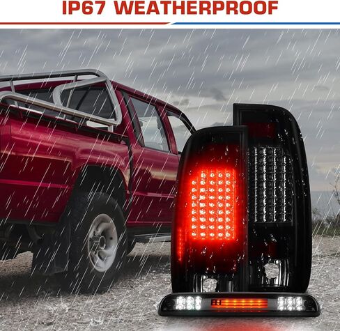 For 1999-2007 Ford F250 F350 F450 F550 LED Tail Light + 3rd Brake Cargo Lamp, Factory Incandescent Models, Clear Lens Taillights w/High Mount Stop Light (3 Pack) in Saudi Arabia