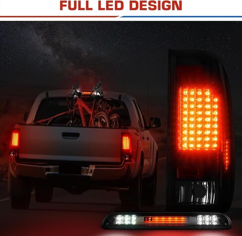 For 1999-2007 Ford F250 F350 F450 F550 LED Tail Light + 3rd Brake Cargo Lamp, Factory Incandescent Models, Clear Lens Taillights w/High Mount Stop Light (3 Pack) in Saudi Arabia