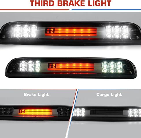 For 1999-2007 Ford F250 F350 F450 F550 LED Tail Light + 3rd Brake Cargo Lamp, Factory Incandescent Models, Clear Lens Taillights w/High Mount Stop Light (3 Pack) in Saudi Arabia
