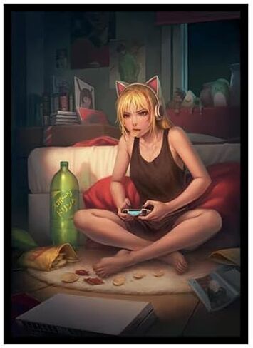 Fantasy North - Riley - Daddy's Little Devil - 100 حافظة بطاقات تداول TCG ناعمة غير لامعة - رسوم متحركة - تناسب Magic MTG Commander Pokemon وألعاب البطاقات الأخرى - أكمام بطاقات اللعب in Kuwait