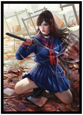 Fantasy North - Riley - Daddy's Little Devil - 100 حافظة بطاقات تداول TCG ناعمة غير لامعة - رسوم متحركة - تناسب Magic MTG Commander Pokemon وألعاب البطاقات الأخرى - أكمام بطاقات اللعب in Kuwait
