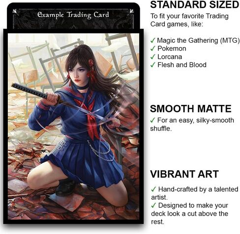 Fantasy North - Riley - Daddy's Little Devil - 100 حافظة بطاقات تداول TCG ناعمة غير لامعة - رسوم متحركة - تناسب Magic MTG Commander Pokemon وألعاب البطاقات الأخرى - أكمام بطاقات اللعب in Kuwait
