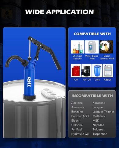 مضخة طبلة Orion Motor Tech سعة 55 جالونًا، لنقل المواد الكيميائية والمحاليل الحمضية والوقود والسوائل المائية، تناسب براميل وبراميل من 5 إلى 55 جالونًا، ومضخة برميلية رافعة الحركة، مع أنبوب شفط من 3 أقسام in Kuwait