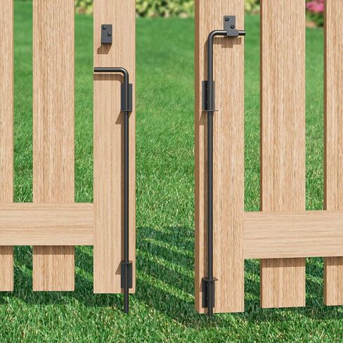 12 Inch Cane Bolt Gate Drop Rod, Heavy Duty Gate Ground Latch, Metal Gate Hardware for Wooden Fences Metal Gate, Wrought Iron Doors Stopper Gate Latches, Black Finish, 1 Pack in Saudi Arabia