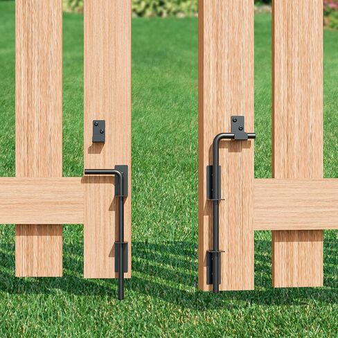 12 Inch Cane Bolt Gate Drop Rod, Heavy Duty Gate Ground Latch, Metal Gate Hardware for Wooden Fences Metal Gate, Wrought Iron Doors Stopper Gate Latches, Black Finish, 1 Pack in Saudi Arabia