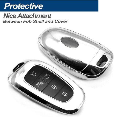 مناسب لسيارة Hyundai Tucson Palisade Santa Cruz Ioniq 5 Santa Fe Nexo Sonata Ioniq Key Fob غطاء حافظة غطاء حامل واقي كم دخول بدون مفتاح، مع سلسلة مفاتيح، أرجواني أسود in Kuwait