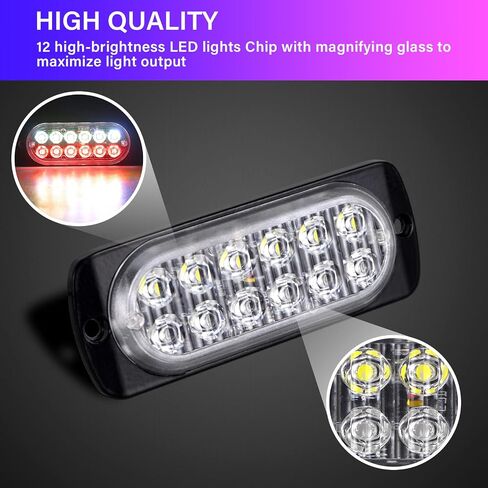 Willpower 2pcs 3.3 Inch LED Strobe Warning Lights, Red 4 LED Safety Emergency Flashing Light Construction Hazard Beacon LED Light Bar for Car Truck Van Off Road Vehicle Boat Surface Mount in Saudi Arabia