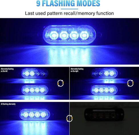 Willpower 2pcs 3.3 Inch LED Strobe Warning Lights, Red 4 LED Safety Emergency Flashing Light Construction Hazard Beacon LED Light Bar for Car Truck Van Off Road Vehicle Boat Surface Mount in Saudi Arabia