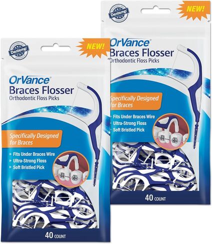 Braces Flosser - Designed for Braces for an Easy & Effective Clean, Ultra Strong Floss - 40 Count (Pack of 2) in Saudi Arabia