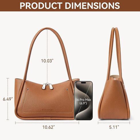 BOSTANTEN Purses for Women Trendy Small Shoulder Bag Vegan Leather Hobo Handbags with Double Zipper in Saudi Arabia