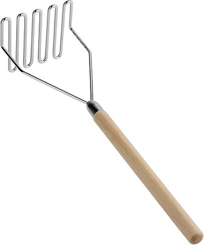 OCS Parts Pro Chef Series 24-Inch Square Potato Masher with Wood Handle | Heavy Duty Chrome Plated Food and Potato Masher for Home and Commercial Kitchens in Saudi Arabia