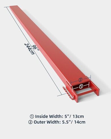 96 Inch Pallet Forklift Extensions, Fork Extensions 5.3 Inch Width,Heavy Duty Fork Extensions 5500 Lbs Capacity for Forklifts, 1 Pair Forklift Lift Extensions for Forklift Truck in Saudi Arabia