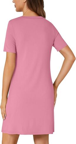 KIFOVEN Women’s Nightgown Short Sleeve Nightdress Sleepshirt V Neck Sleepwear Pajamas Dress with Pocket in Saudi Arabia