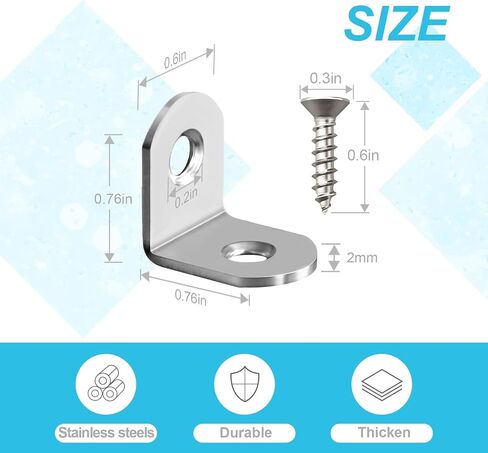 50 Pcs L Bracket Corner Brace MONKIPAER Metal Corner bracket 90 Degree Angle Stainless Steel Bracket with 100 Pcs Screws for securing wooden frames tables chairs bed furniture and other DIY structural in Saudi Arabia