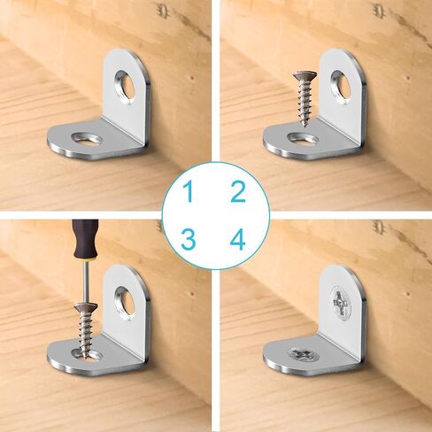 50 Pcs L Bracket Corner Brace MONKIPAER Metal Corner bracket 90 Degree Angle Stainless Steel Bracket with 100 Pcs Screws for securing wooden frames tables chairs bed furniture and other DIY structural in Saudi Arabia