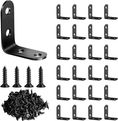 50 Pcs L Bracket Corner Brace MONKIPAER Metal Corner bracket 90 Degree Angle Stainless Steel Bracket with 100 Pcs Screws for securing wooden frames tables chairs bed furniture and other DIY structural in Saudi Arabia