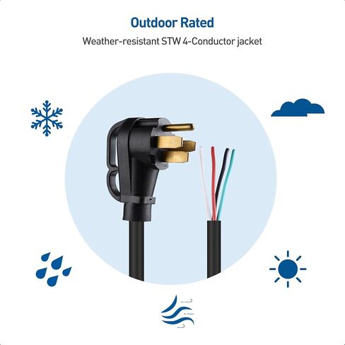 Cable Matters 4 Prong Replacement 50 AMP RV Power Cord, Generator Extension Cord/Generator Power Cord (NEMA 14-50P to 4 Wire) - 25 Feet in Saudi Arabia