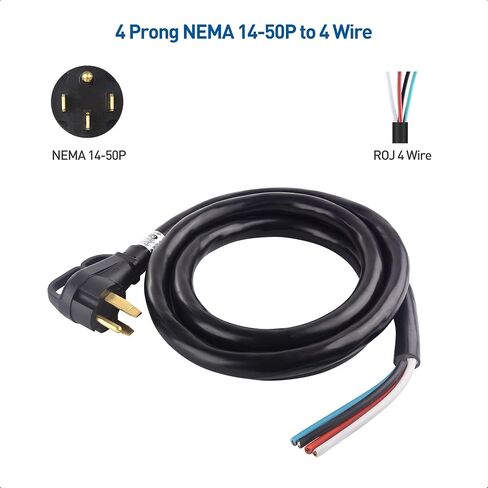 Cable Matters 4 Prong Replacement 50 AMP RV Power Cord, Generator Extension Cord/Generator Power Cord (NEMA 14-50P to 4 Wire) - 25 Feet in Saudi Arabia