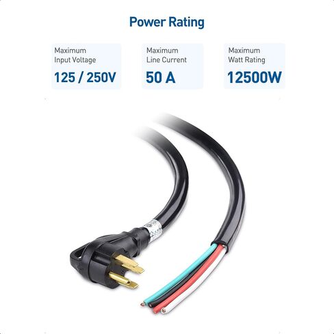 Cable Matters 4 Prong Replacement 50 AMP RV Power Cord, Generator Extension Cord/Generator Power Cord (NEMA 14-50P to 4 Wire) - 25 Feet in Saudi Arabia