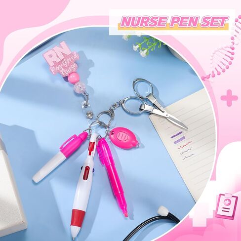 6 Pcs RN Nurse Badge Accessories Nurse Pen Set for RN Students(Pink) in Saudi Arabia