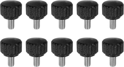 HARFINGTON 10pcs Knurled Clamping Knobs Thumb Screws M5 x 8mm Metric Male Thread 16mm Matte Plastic Head 304 Stainless Steel Stud Hand Threaded Knob Thumbscrew Handle, Black in Saudi Arabia