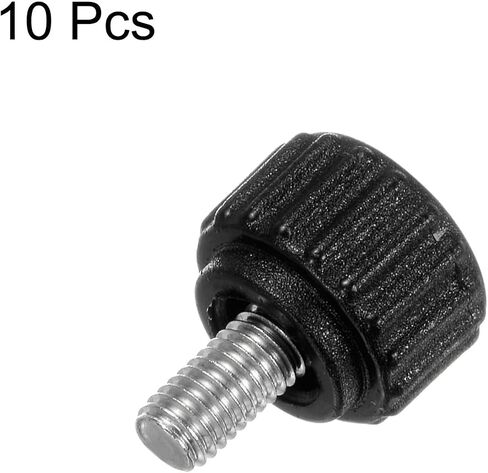 HARFINGTON 10pcs Knurled Clamping Knobs Thumb Screws M5 x 8mm Metric Male Thread 16mm Matte Plastic Head 304 Stainless Steel Stud Hand Threaded Knob Thumbscrew Handle, Black in Saudi Arabia