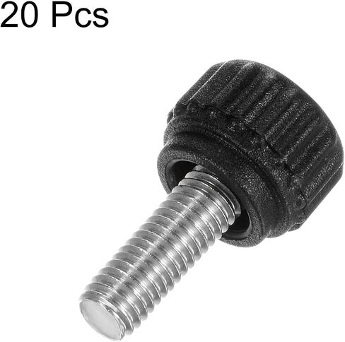 HARFINGTON 20 قطعة مقابض تثبيت مخرشة مسامير إبهام M5 × 12 مم متري خيط ذكر 13 مم رأس بلاستيكي غير لامع 304 مسمار من الفولاذ المقاوم للصدأ مقبض يدوي ملولب مقبض إبهام، أسود in Saudi Arabia