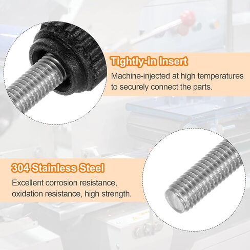 HARFINGTON 20 قطعة مقابض تثبيت مخرشة مسامير إبهام M5 × 12 مم متري خيط ذكر 13 مم رأس بلاستيكي غير لامع 304 مسمار من الفولاذ المقاوم للصدأ مقبض يدوي ملولب مقبض إبهام، أسود in Saudi Arabia