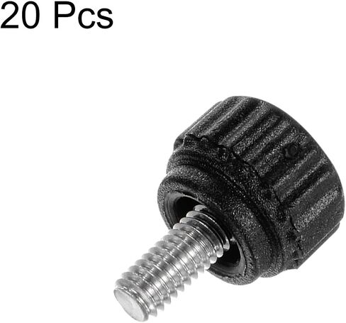 HARFINGTON 20 قطعة مقابض تثبيت مخرشة مسامير إبهام M5 × 12 مم متري خيط ذكر 13 مم رأس بلاستيكي غير لامع 304 مسمار من الفولاذ المقاوم للصدأ مقبض يدوي ملولب مقبض إبهام، أسود in Saudi Arabia