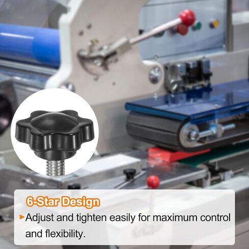 HARFINGTON 15pcs Star Knobs M6 x 10mm 304 Stainless Steel Threaded Stud 25mm Plastic 6-Star Head Hand Tightening Thumb Screw Clamping Jig Knob Handle, Black in Saudi Arabia