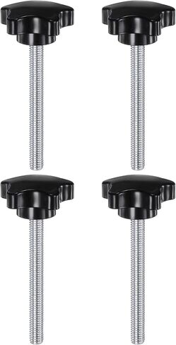 HARFINGTON 4pcs Star Clamping Knobs M8 x 80mm Metric Male Thread 39mm Large Plastic 5-Star Head Hand Tightening Thumb Screw Jig Knob Handle, Black in Saudi Arabia