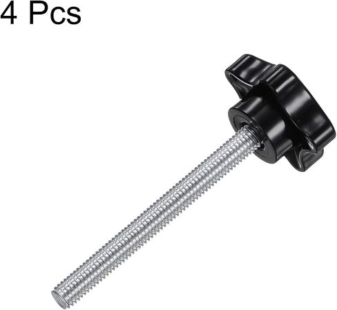 HARFINGTON 4pcs Star Clamping Knobs M8 x 80mm Metric Male Thread 39mm Large Plastic 5-Star Head Hand Tightening Thumb Screw Jig Knob Handle, Black in Saudi Arabia