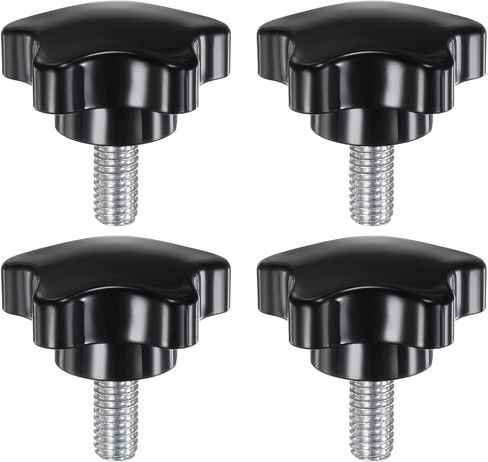 HARFINGTON 4pcs Star Clamping Knobs M8 x 80mm Metric Male Thread 39mm Large Plastic 5-Star Head Hand Tightening Thumb Screw Jig Knob Handle, Black in Saudi Arabia