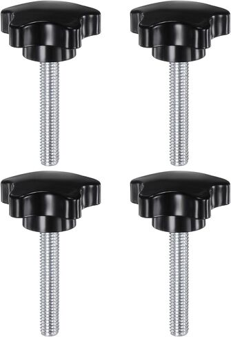 HARFINGTON 4pcs Star Clamping Knobs M8 x 80mm Metric Male Thread 39mm Large Plastic 5-Star Head Hand Tightening Thumb Screw Jig Knob Handle, Black in Saudi Arabia