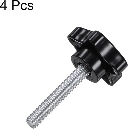 HARFINGTON 4pcs Star Clamping Knobs M8 x 80mm Metric Male Thread 39mm Large Plastic 5-Star Head Hand Tightening Thumb Screw Jig Knob Handle, Black in Saudi Arabia