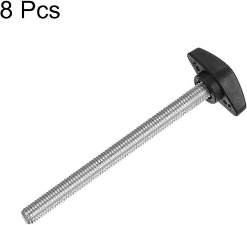HARFINGTON 8 قطع مقابض جناح تي M8 × 90 مم متري ذكر ملولب على شكل حرف T مقابض بلاستيكية مقابض إبهام براغي تثبيت يدوية مقبض تشديد مقبض إبهام، أسود in Saudi Arabia