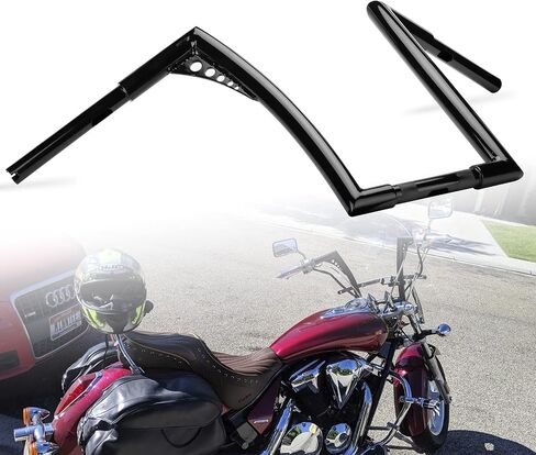 LKV 10 بوصة Rise Ape Hangers المقود، 1-1/4 بوصة قطر شريط الدراجة النارية كروم متوافق مع نماذج Harley Sportster XL 1200 883 Dyna Softail Touring Road Glide Road King in Kuwait