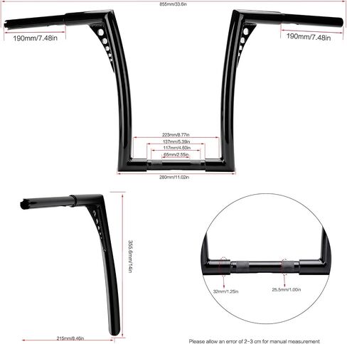 LKV 10 بوصة Rise Ape Hangers المقود، 1-1/4 بوصة قطر شريط الدراجة النارية كروم متوافق مع نماذج Harley Sportster XL 1200 883 Dyna Softail Touring Road Glide Road King in Kuwait